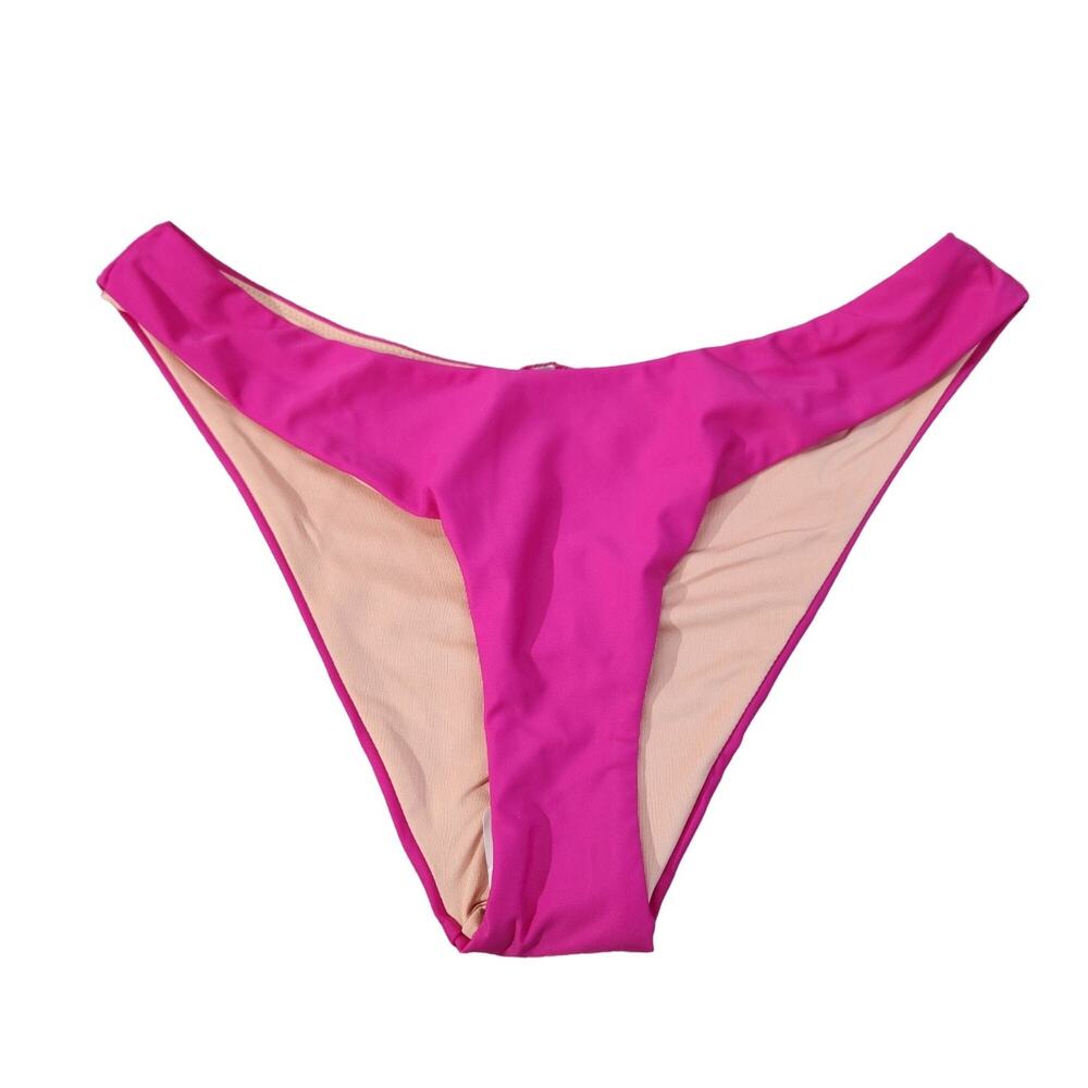 J. Crew Hot Pink Curved Waist Cheeky Bikini Bottom New With Tags Women's Size M